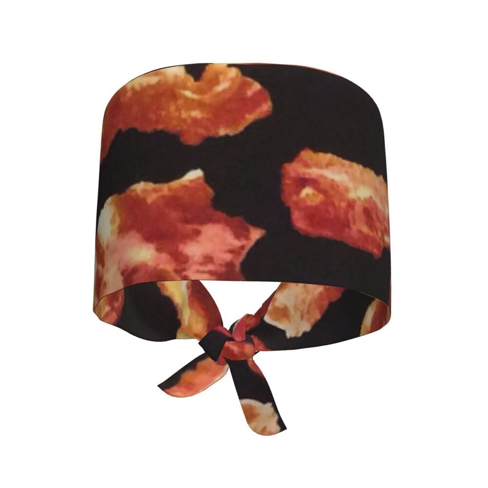4813 Bacon Printing Adjustable Working Cap Scrub Hat Sweatband, Fashional